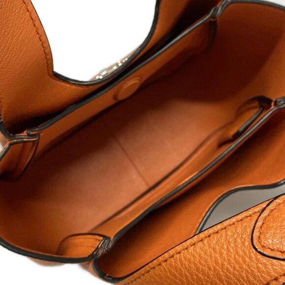 PRADA Triangle Logo Orange Leather Tote Bag 1353-041925 - Picture 12 of 14